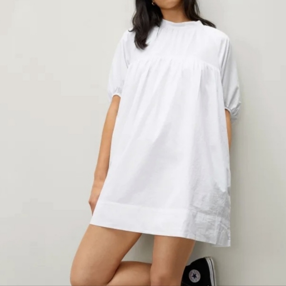 Everlane The Shirred Mini Dress White XS